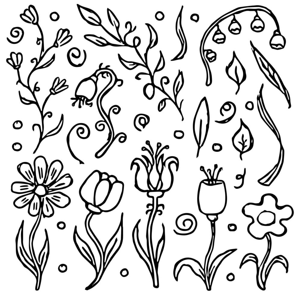 bloemen achtergrond. tekening achtergrond met bloemen. voorjaar patroon vector