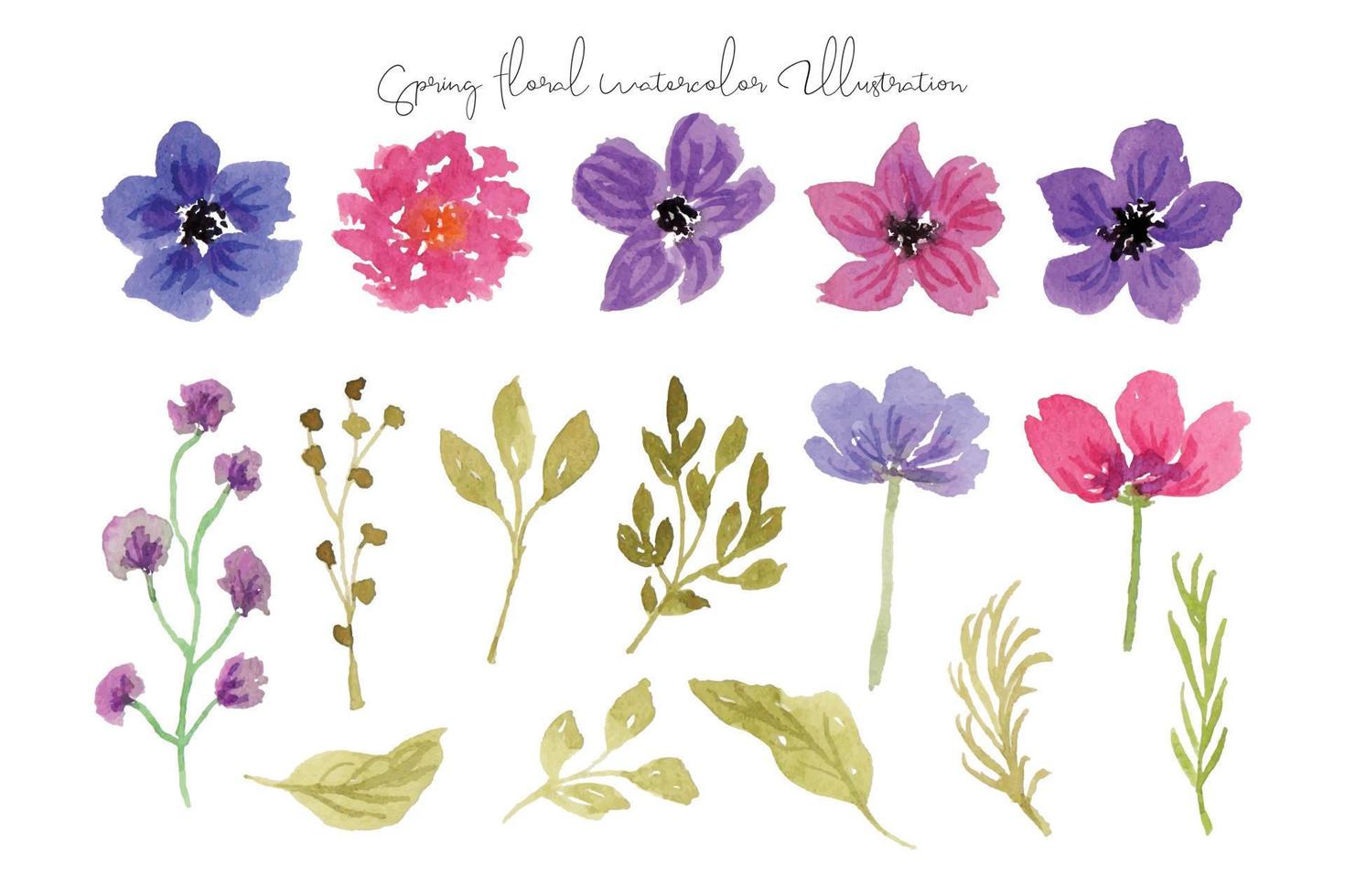 mooi bloem en blad waterverf illustratie vector