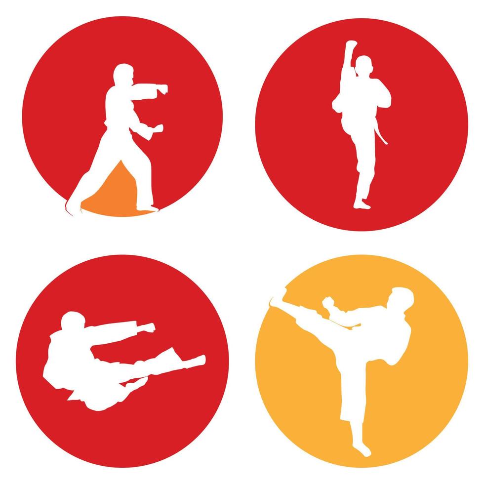 icoon van Mens aan het doen taekwondo trap vector