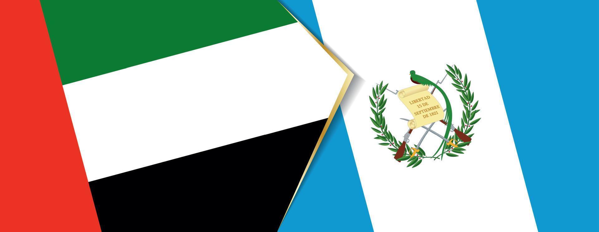 Verenigde Arabisch emiraten en Guatemala vlaggen, twee vector vlaggen.