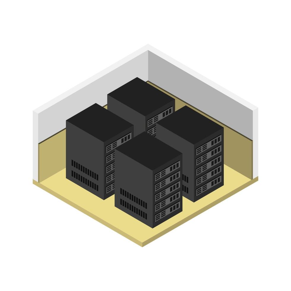 isometrische serverruimte vector