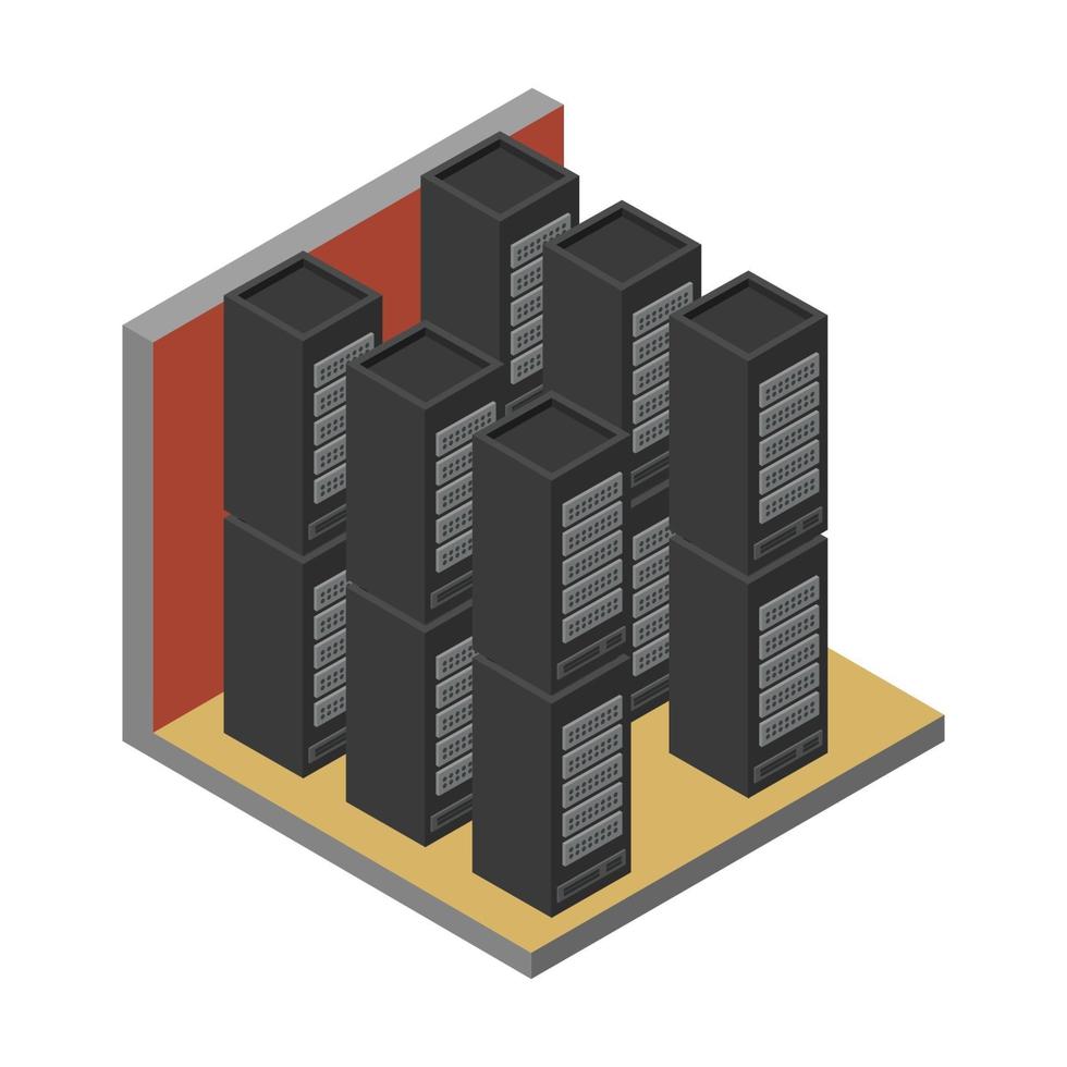 isometrische serverruimte vector