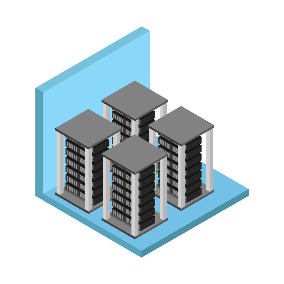 isometrische serverruimte vector