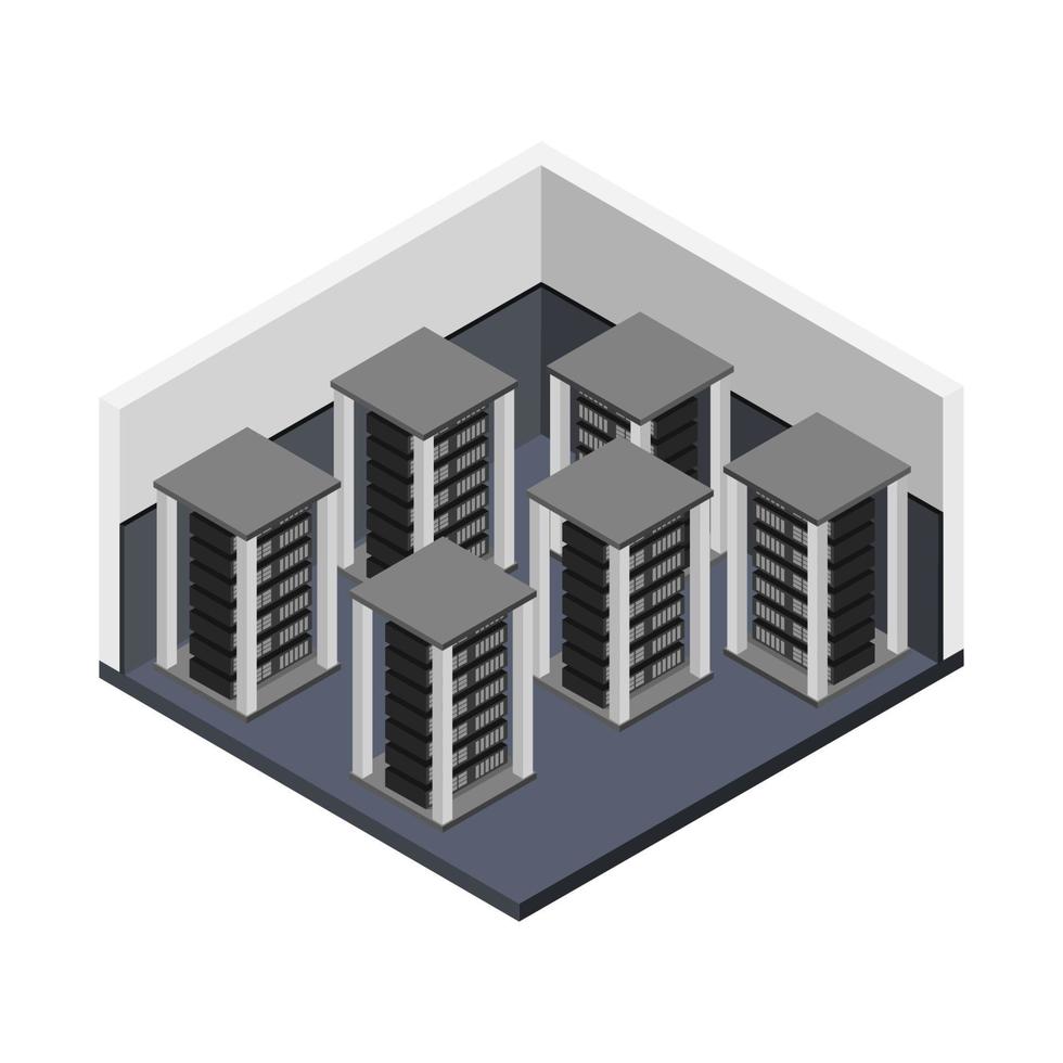 isometrische serverruimte vector