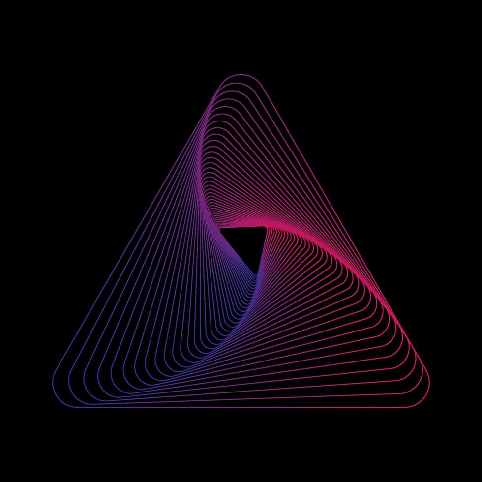 roze en blauw helling meetkundig wireframe lijn kunst logo vector. driehoekig spirograaf tech spiraal tunnel. vector