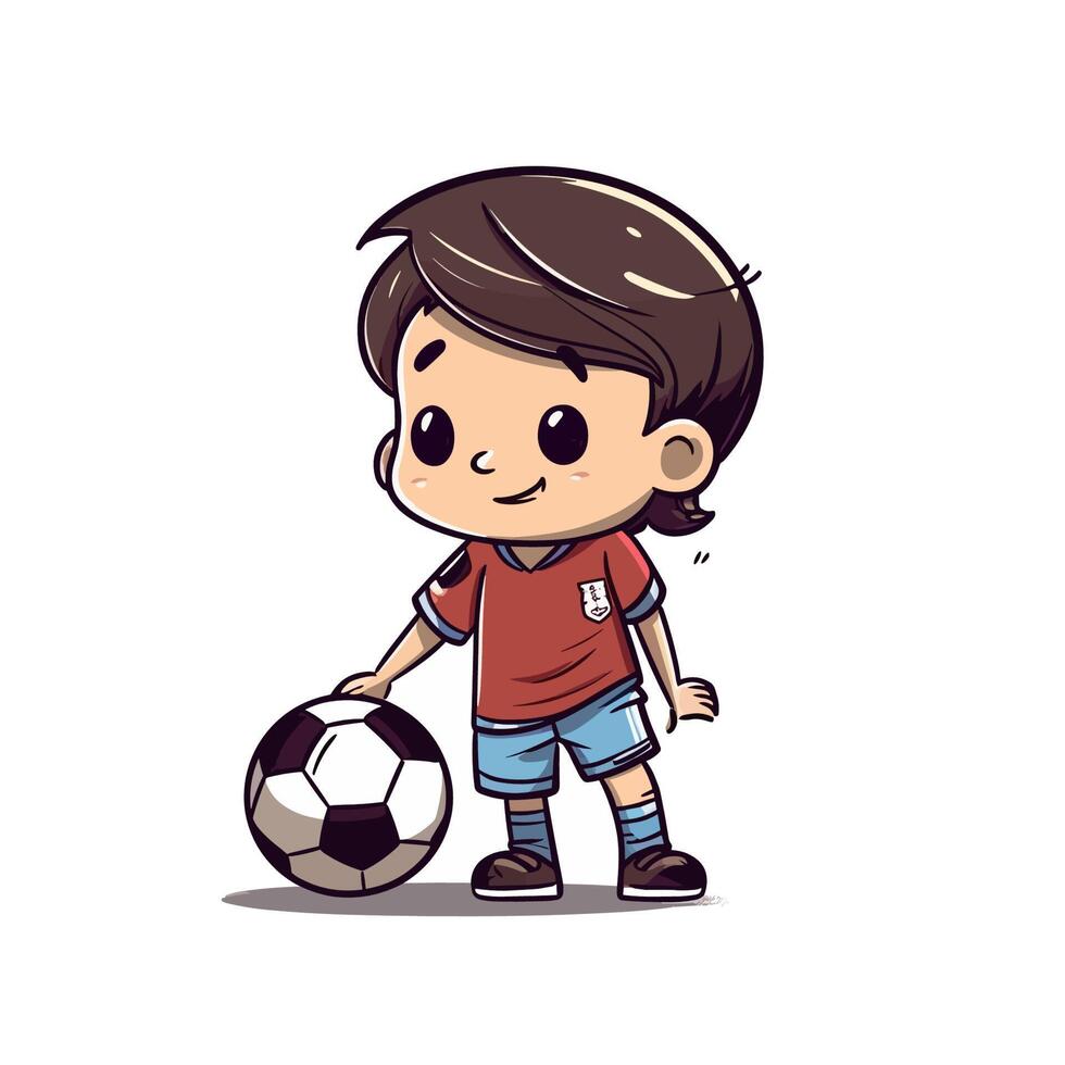 kind spelen voetbal vector illustratie met generatief ai