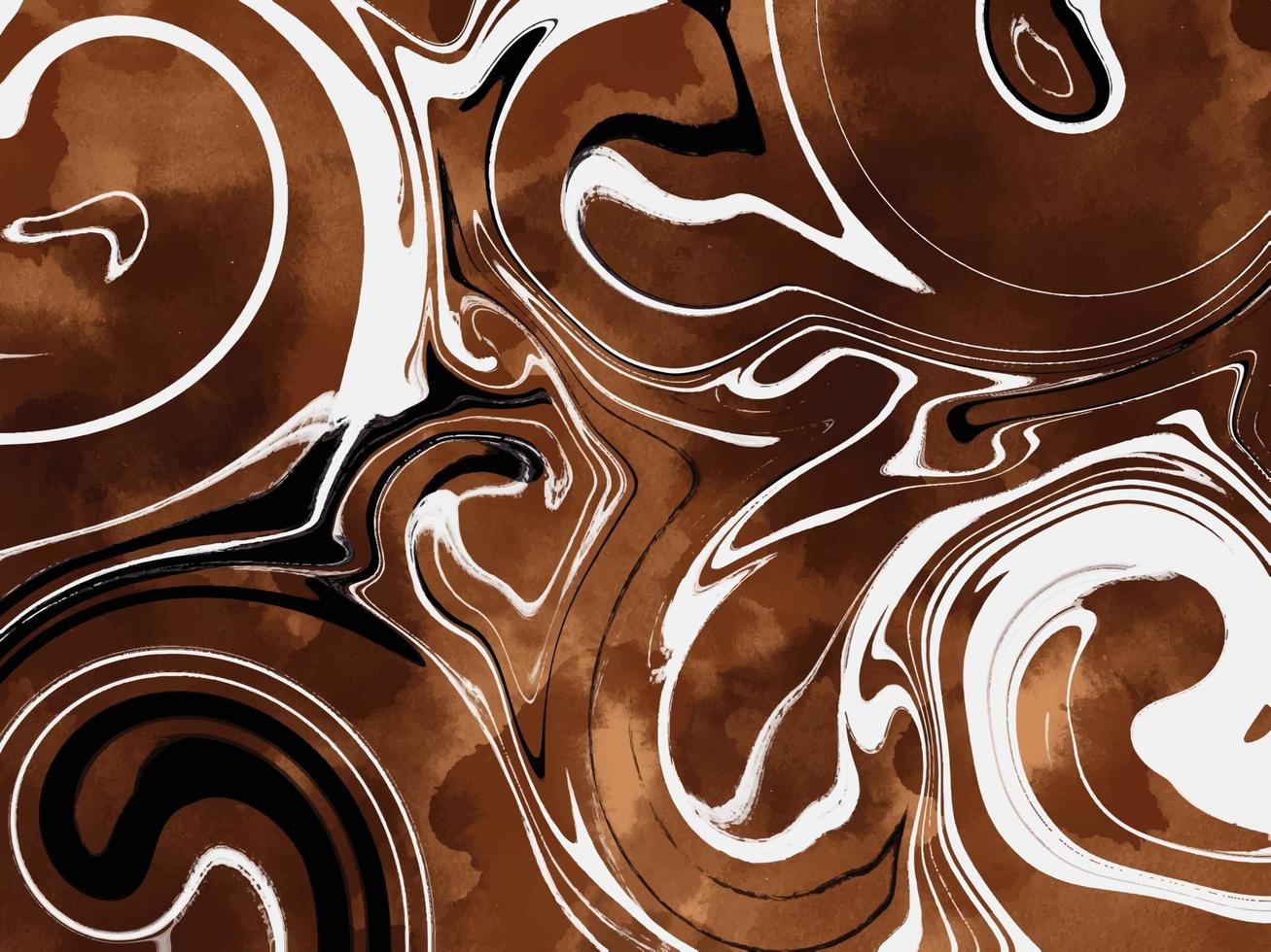bruin koffie kleur getextureerde grunge aquarel vector achtergrond met wit en zwart wervelende decoratie geïsoleerd Aan horizontaal landschap sjabloon. vector behang voor poster, sociaal media omslag.