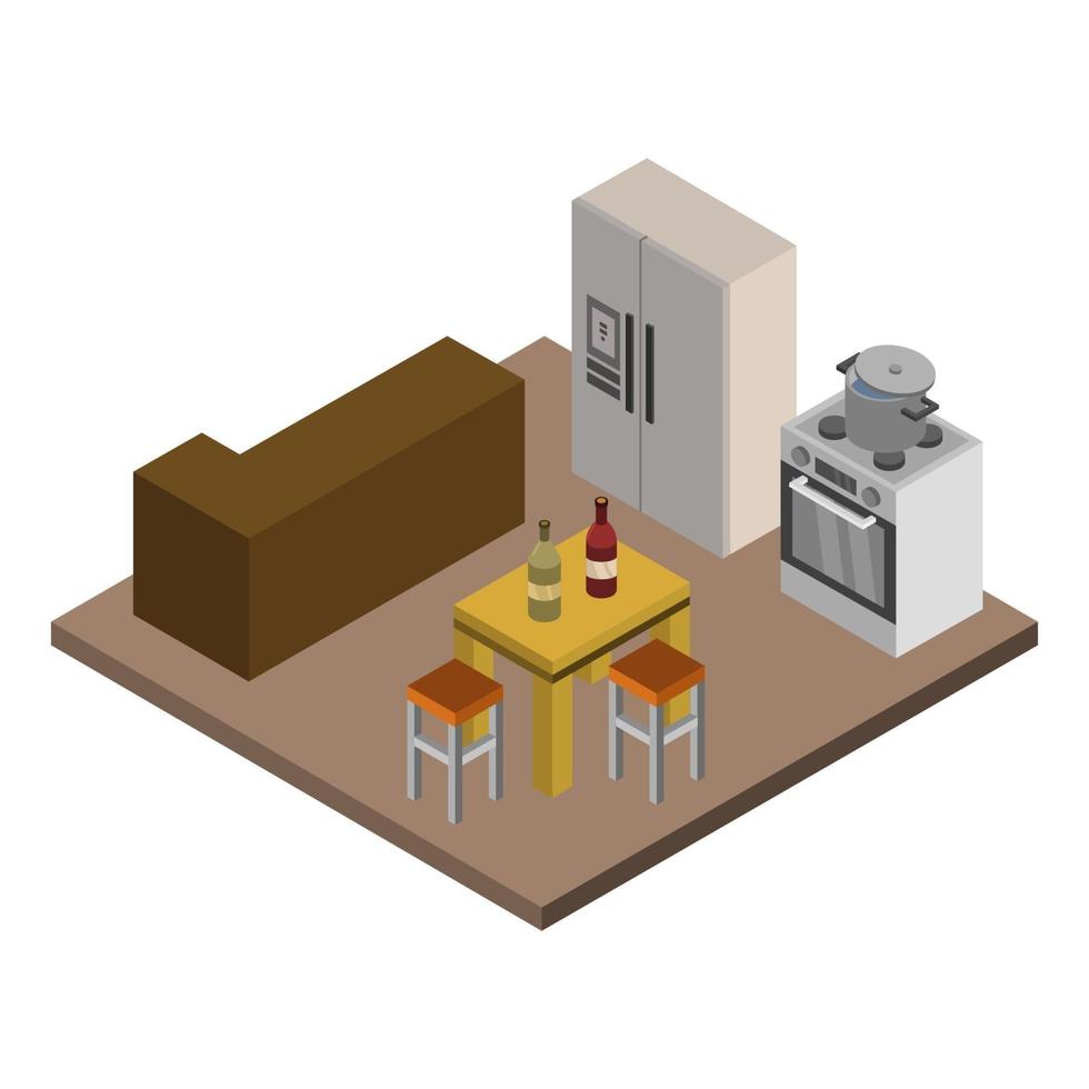 isometrische keukenruimte op achtergrond vector