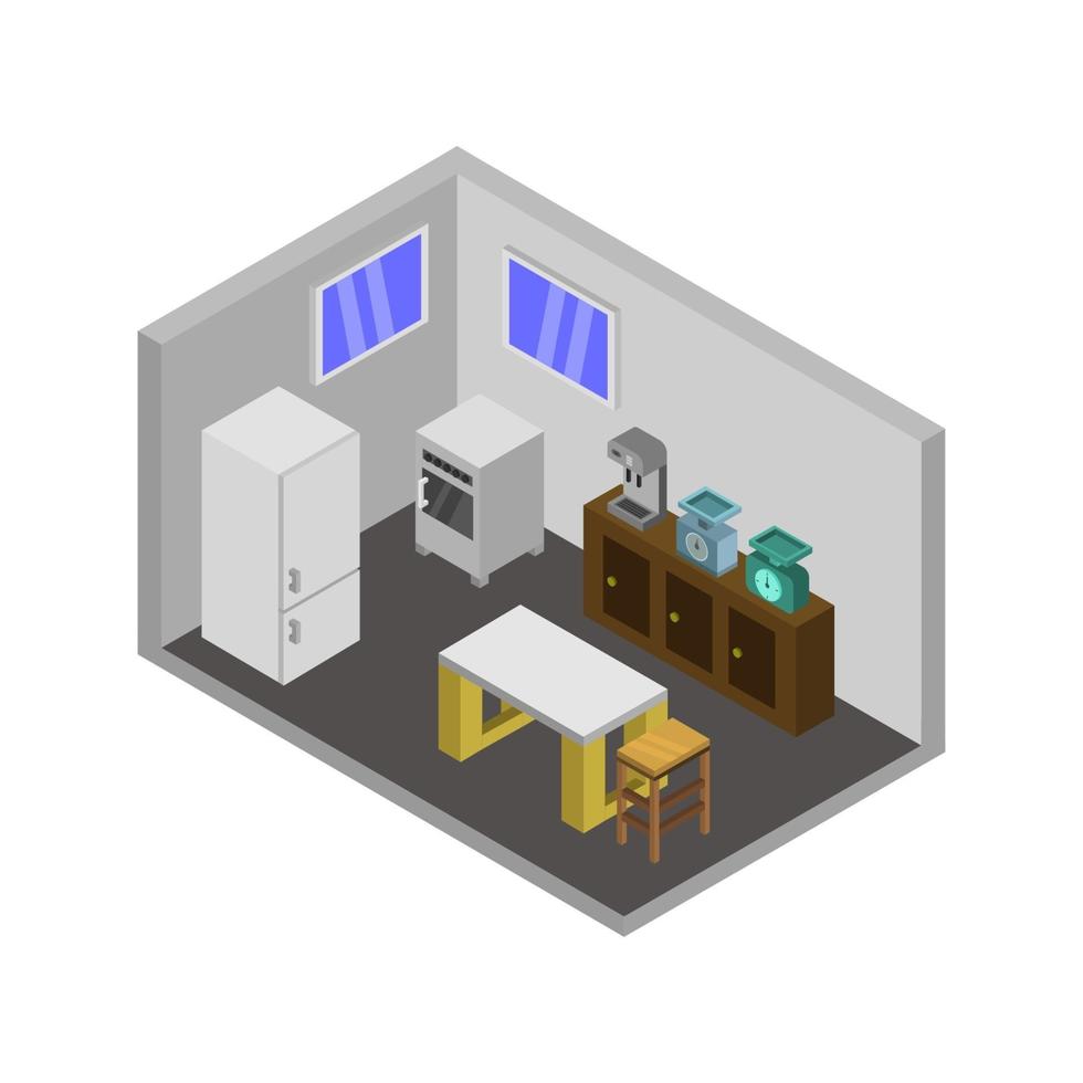 isometrische keukenruimte op achtergrond vector