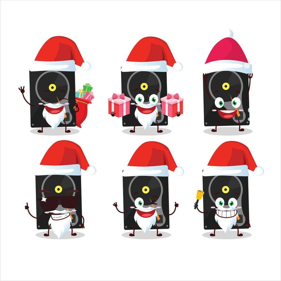 de kerstman claus emoticons met harde schijf tekenfilm karakter vector