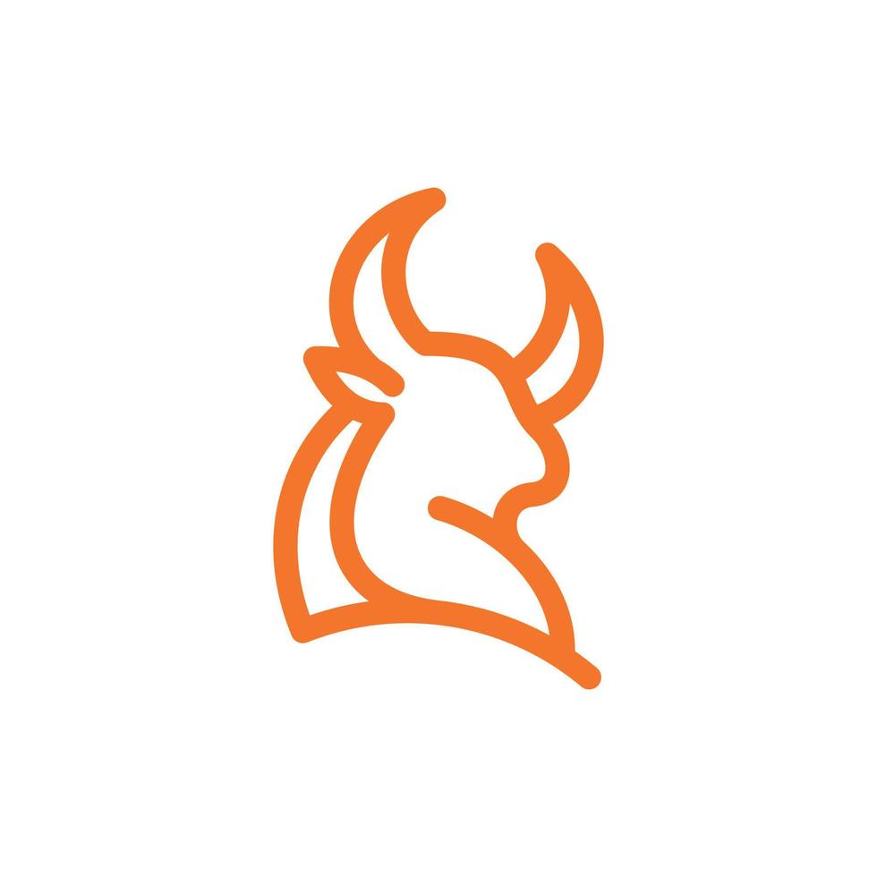 dier stier hoofd beest lijn modern logo vector