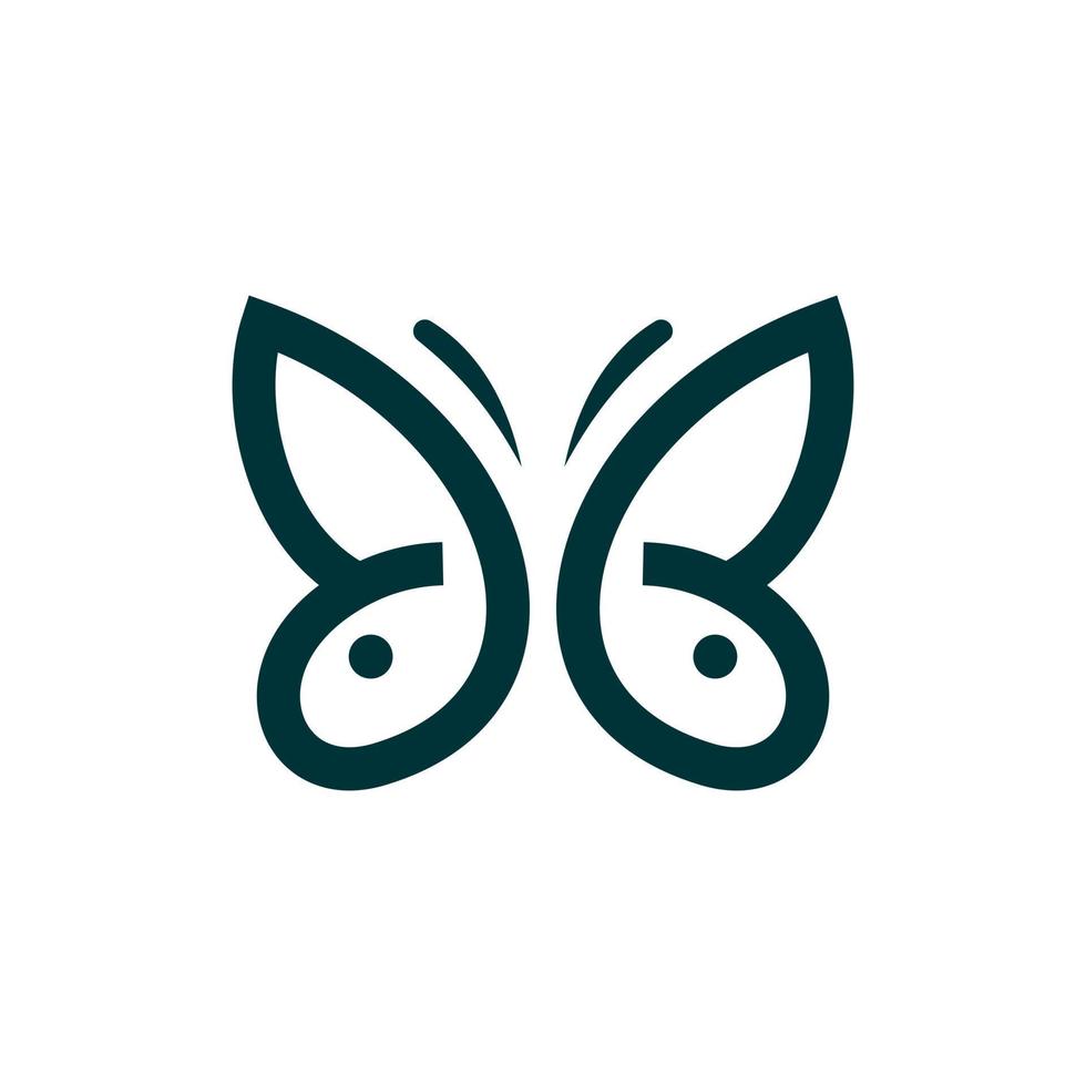 vlinder twee konijn hoofd lijn gemakkelijk logo vector