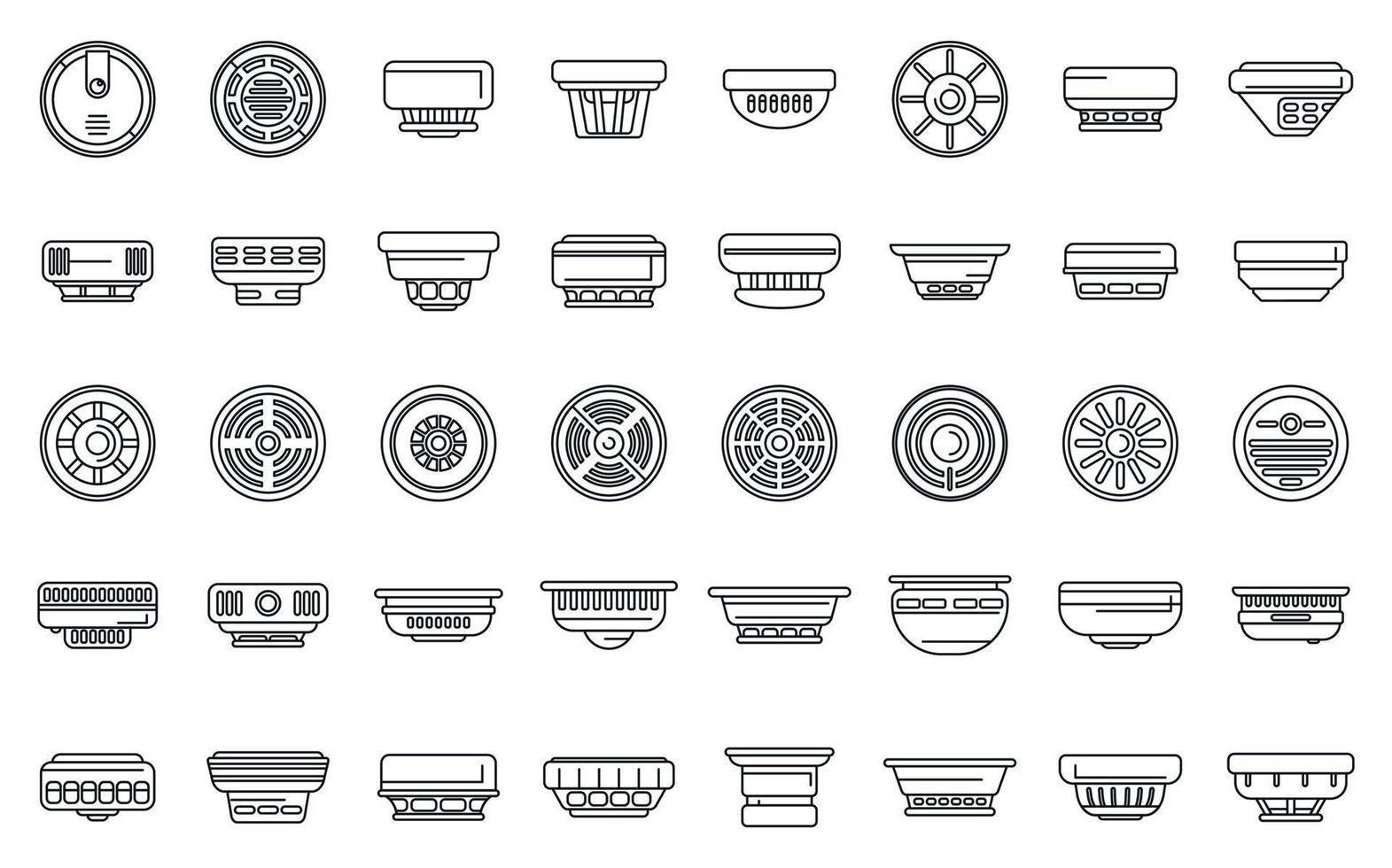 rook detector pictogrammen reeks schets vector. brand alarm vector