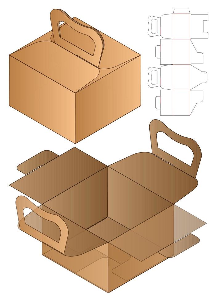 doos verpakking gestanst sjabloonontwerp. 3D-model vector