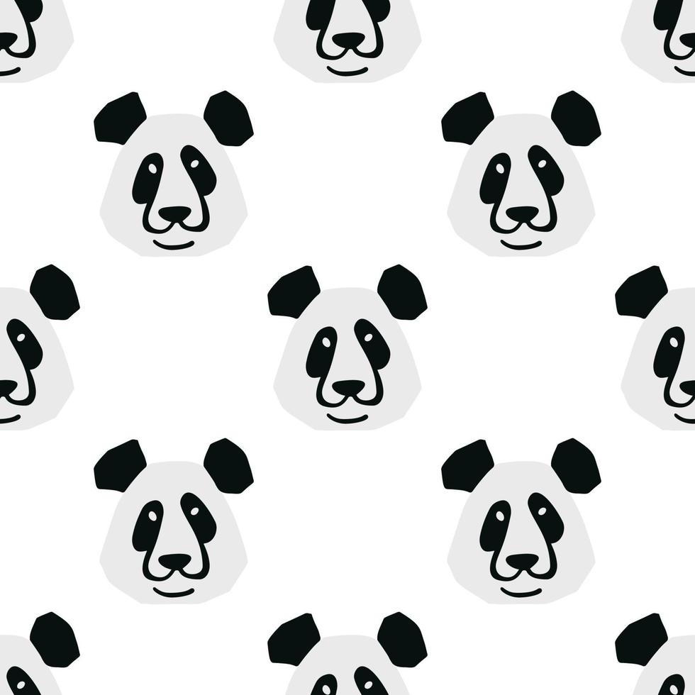 naadloos patroon met panda beer hoofd illustratie in minimalistische stijl Aan wit achtergrond vector