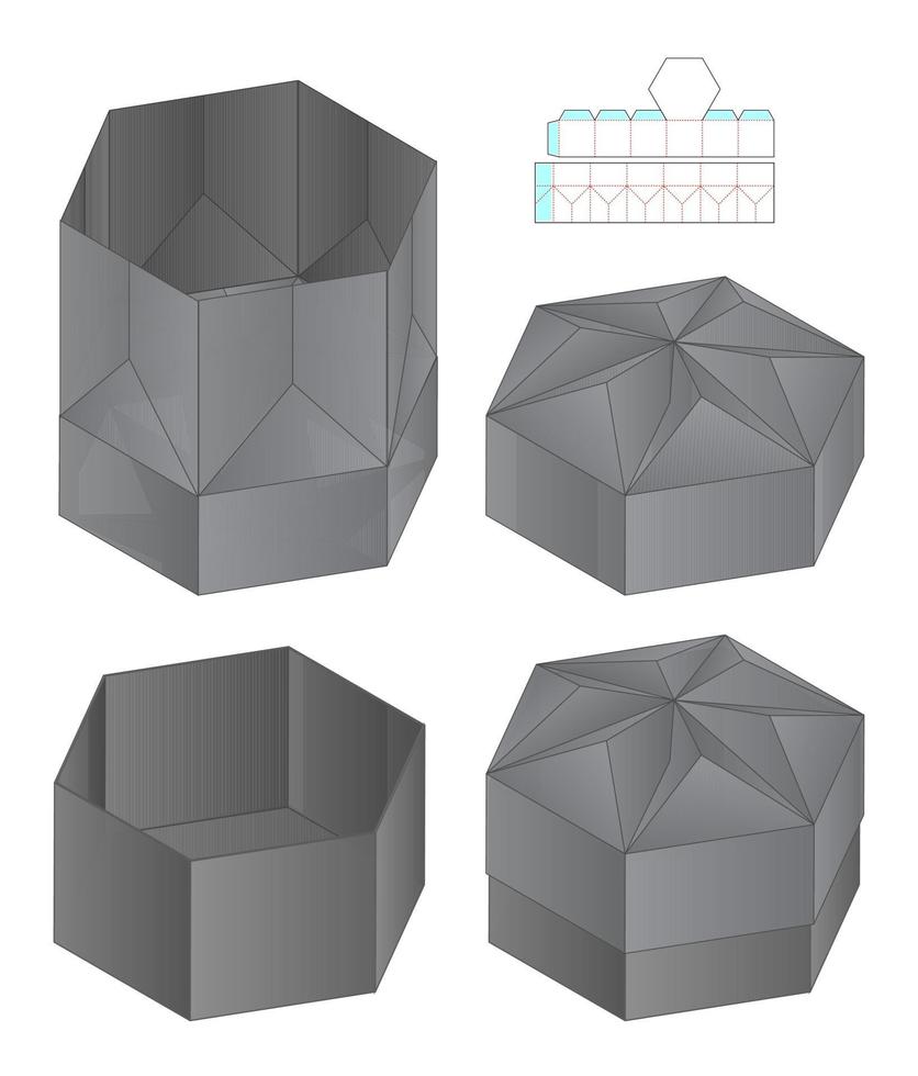 doos verpakking gestanst sjabloonontwerp. 3D-model vector