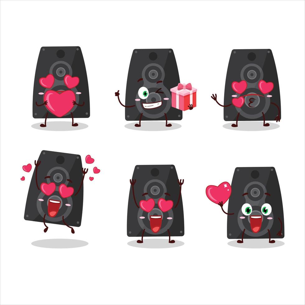 stereo spreker tekenfilm karakter met liefde schattig emoticon vector