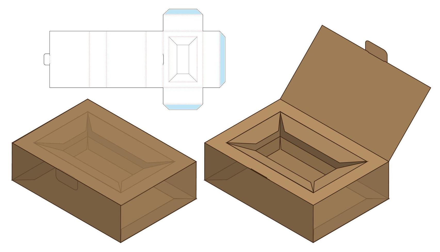 doos verpakking gestanst sjabloonontwerp. 3D-model vector