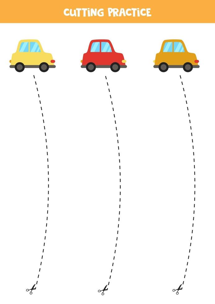 knipoefening voor kinderen met kleurrijke auto's. vector