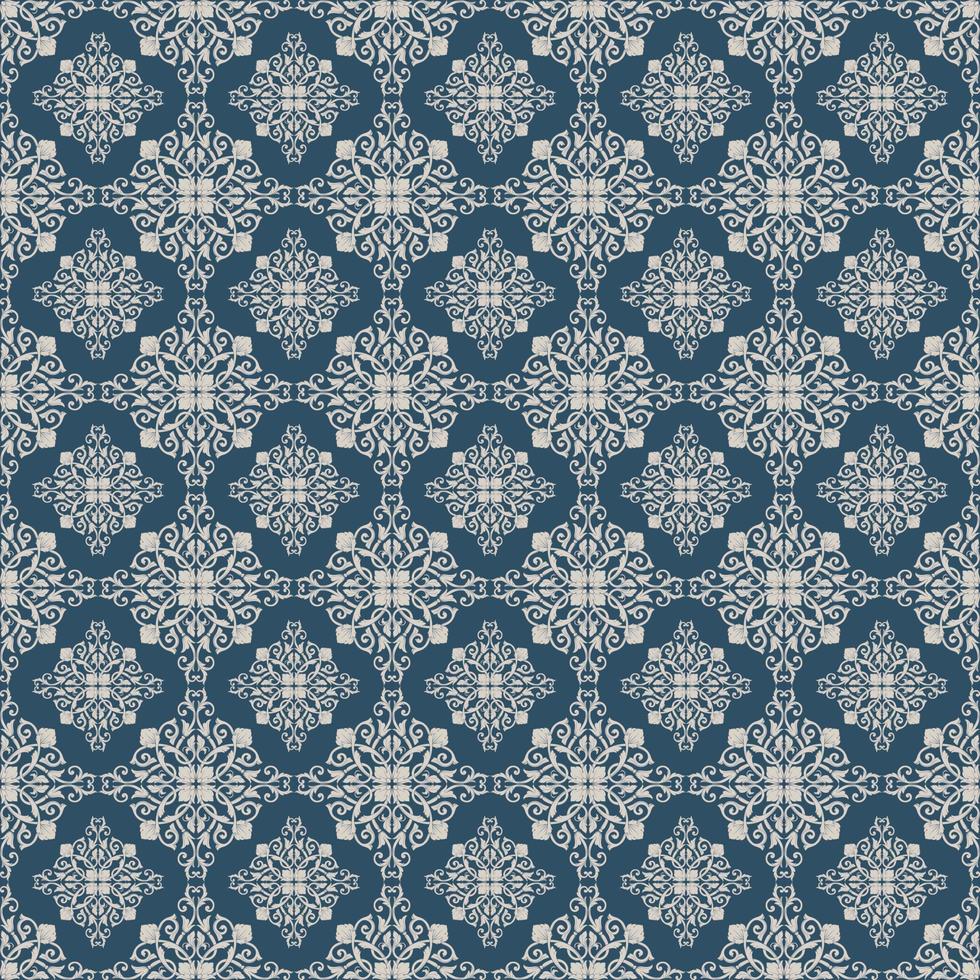 blauw en wit damast vector naadloos patroon.