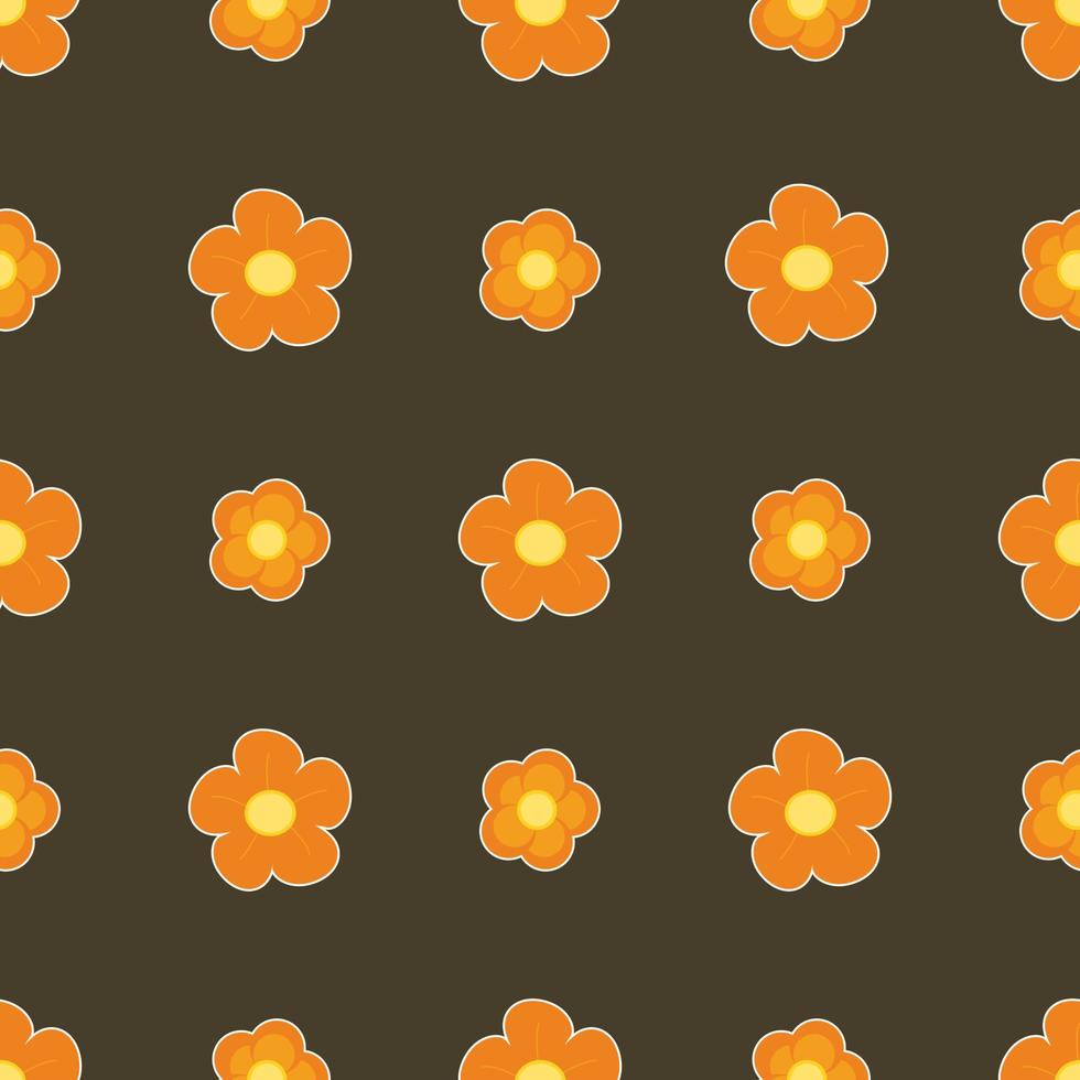 bloemen Aan oranje naadloos vector retro patroon.