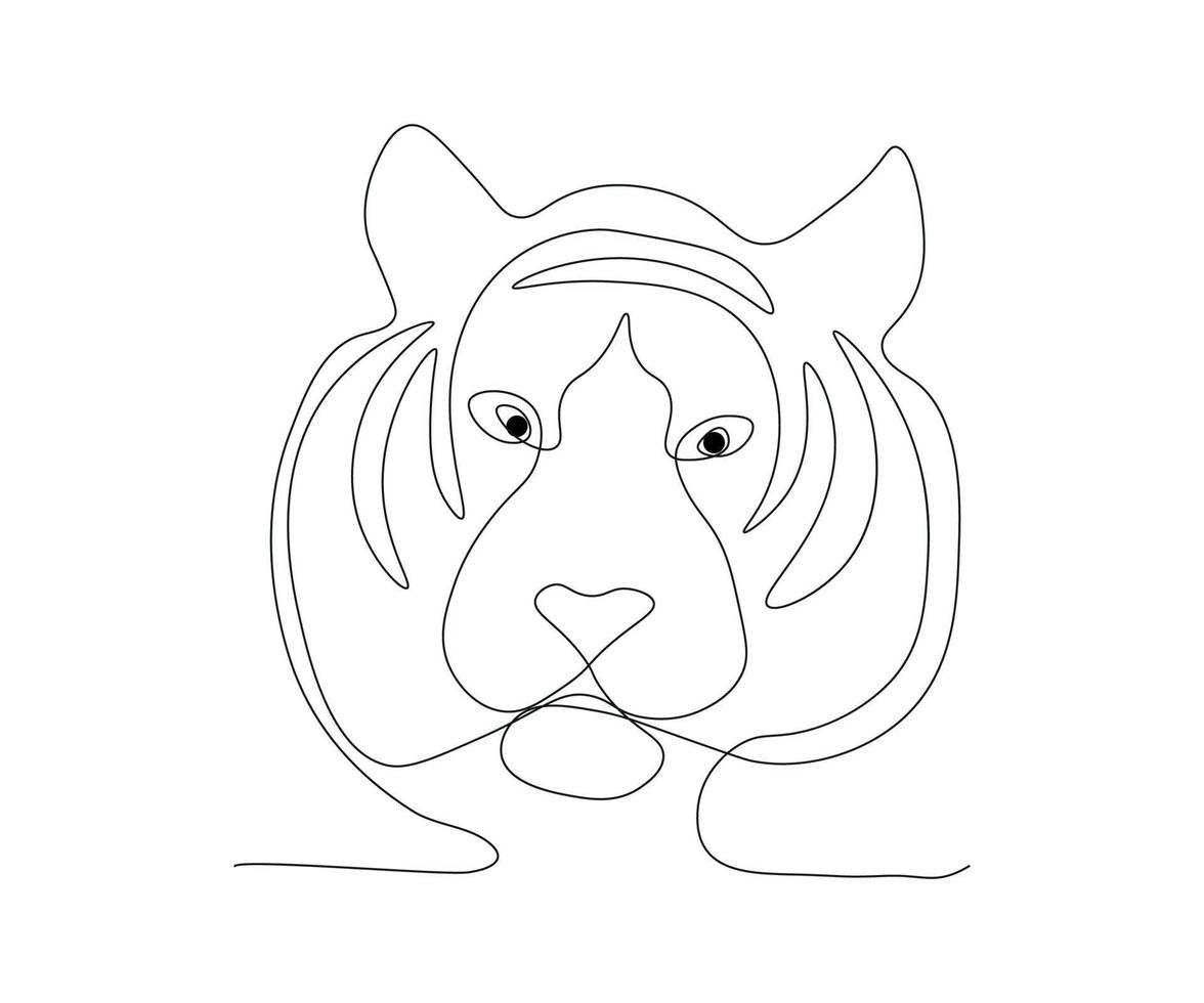 abstract tijger hoofd doorlopend een lijn tekening vector