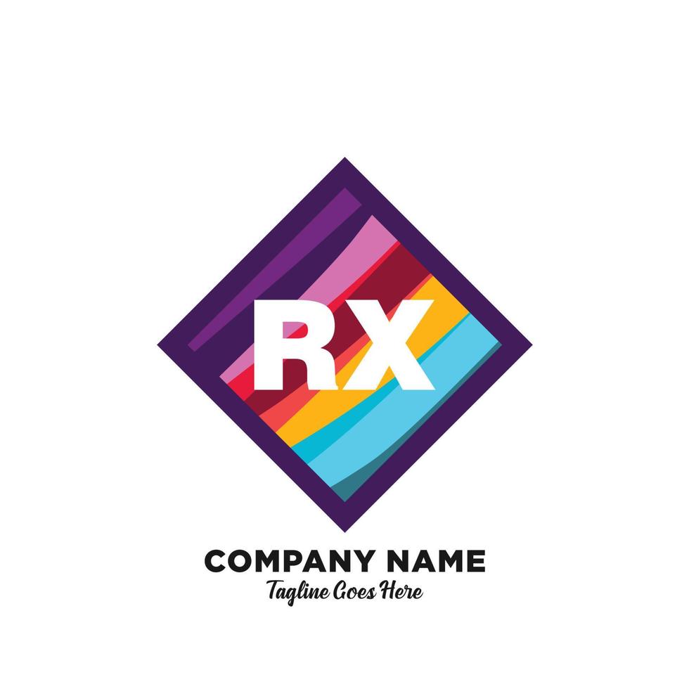 rx eerste logo met kleurrijk sjabloon vector. vector