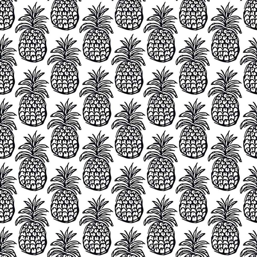 naadloos ananas patroon. tekening vector met ananas. wijnoogst ananas patroon
