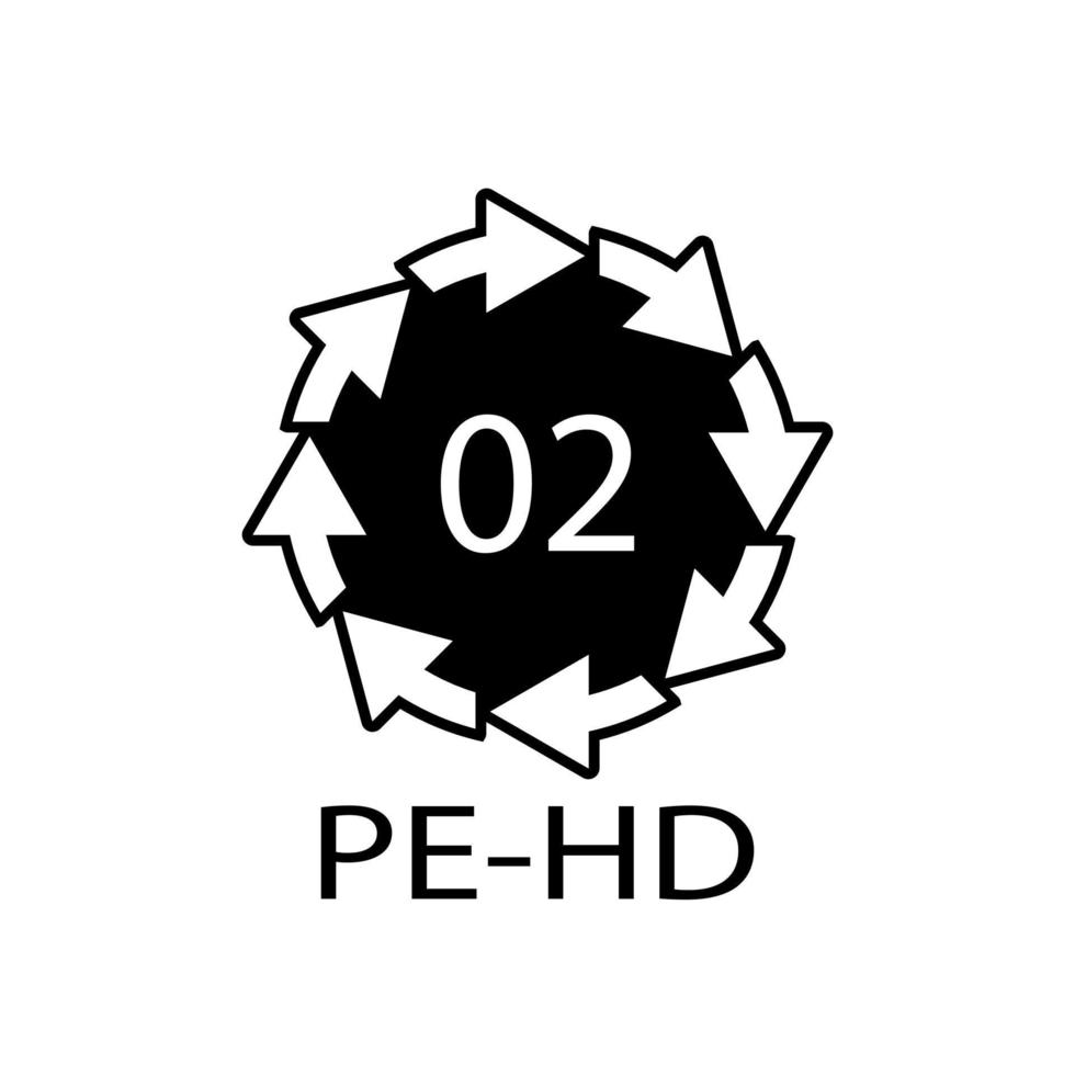 polyethyleen met hoge dichtheid 02 pe-hd pictogram symbool vector