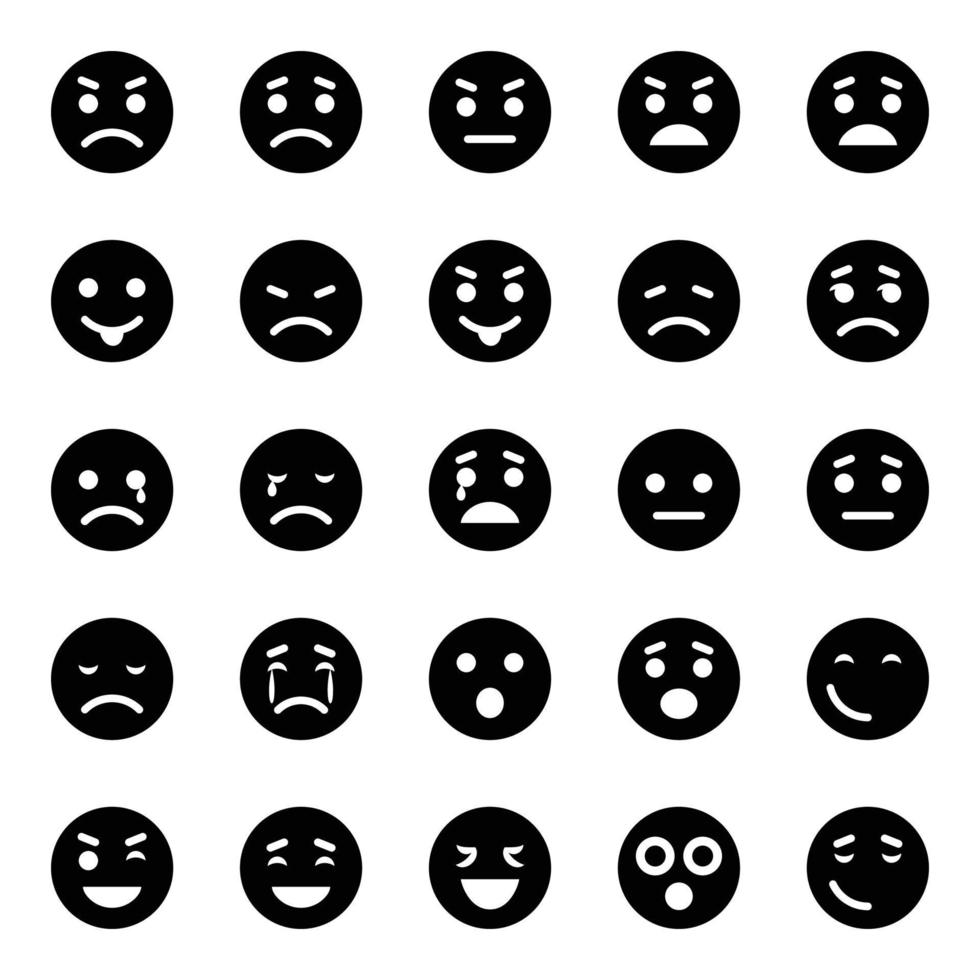 glyph pictogrammen voor smiley gezicht. vector