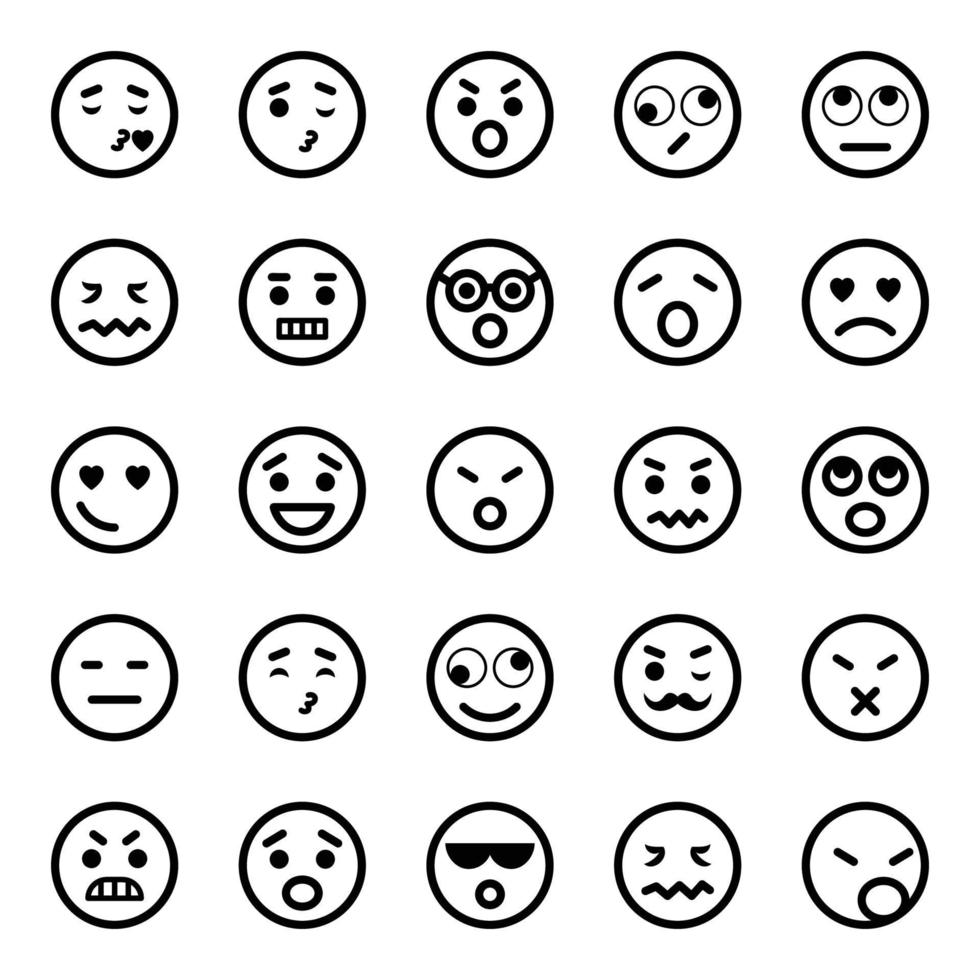 schets pictogrammen voor smiley gezicht. vector