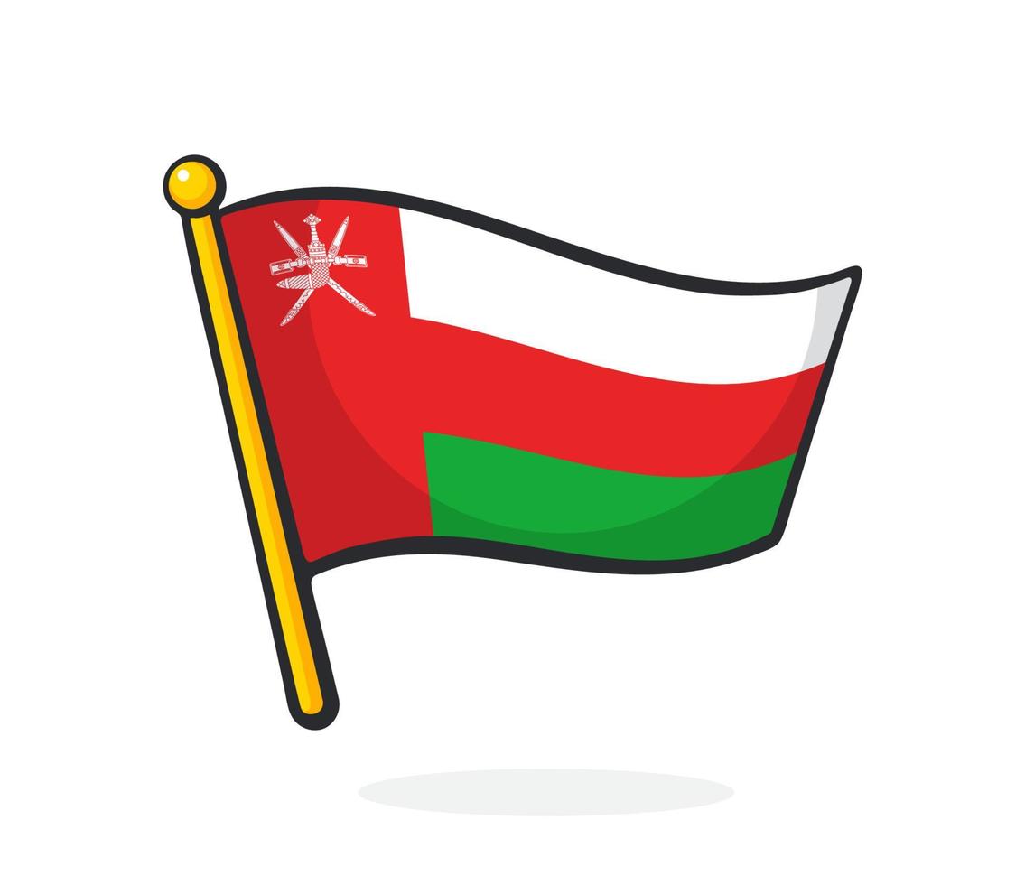 tekenfilm illustratie van vlag van Oman Aan vlaggestok vector