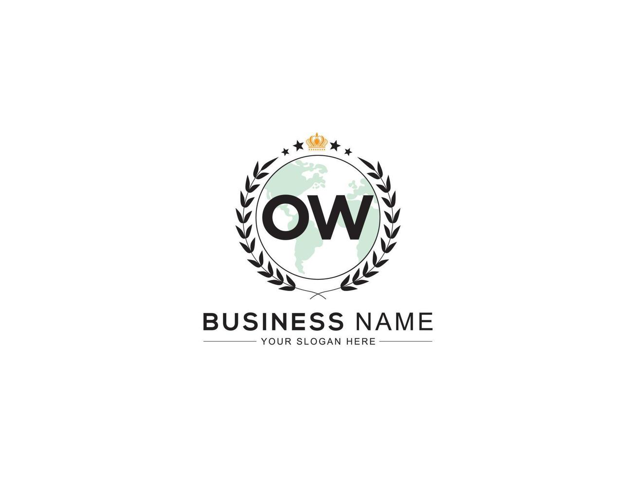 minimalistische ow logo icoon, alfabet ow logo brief vector kroon ster icoon