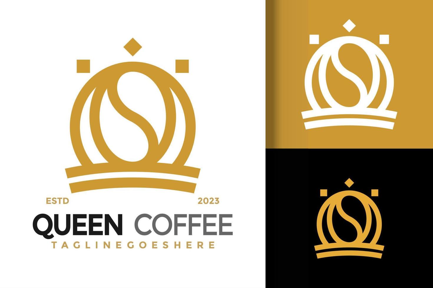 koningin koffie logo vector icoon illustratie