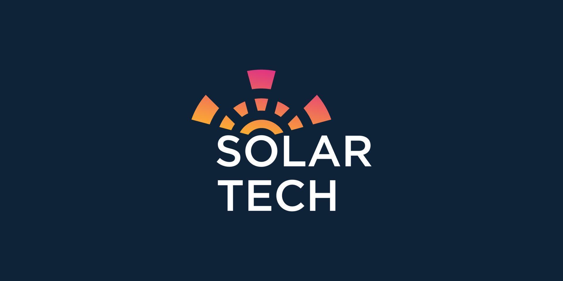 zonne- tech logo ontwerp idee met modern stijl concept vector