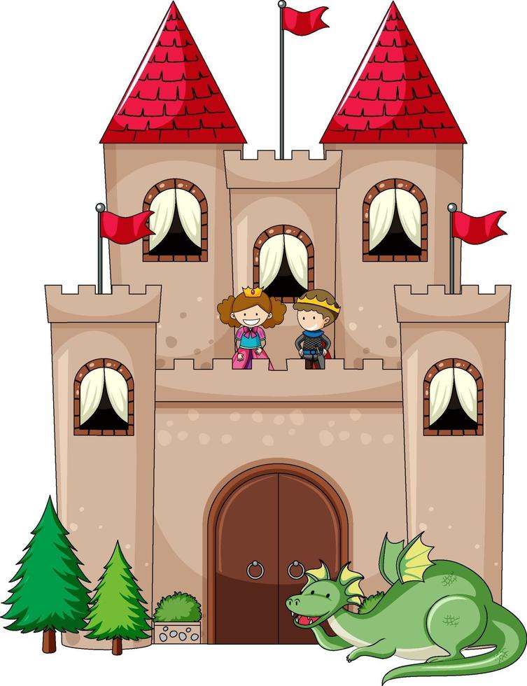 eenvoudige cartoon stijl van kasteel geïsoleerd op een witte achtergrond vector