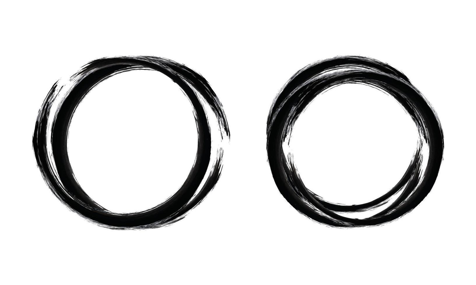 waterverf cirkel kader. hand- getrokken ronde lijn grens. vector hand- getrokken kader set. vector zwart kader verzameling