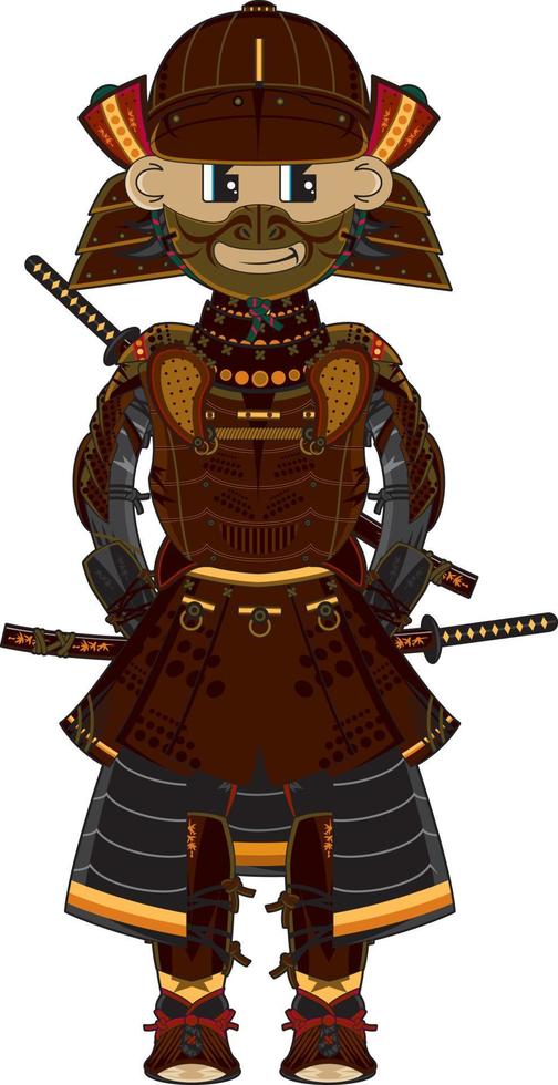 tekenfilm Japans samurai krijger geschiedenis illustratie vector
