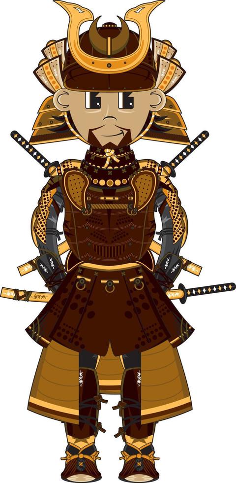 tekenfilm Japans samurai krijger geschiedenis illustratie vector