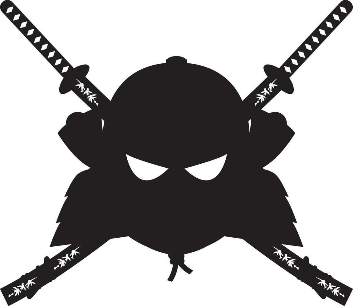 Japans samurai krijger met katana Zwaarden in silhouet geschiedenis illustratie vector