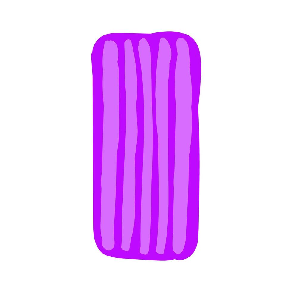 vlak vector illustratie geïsoleerd Aan wit achtergrond. Purper stuk van plasticine, gekleurde lijm.