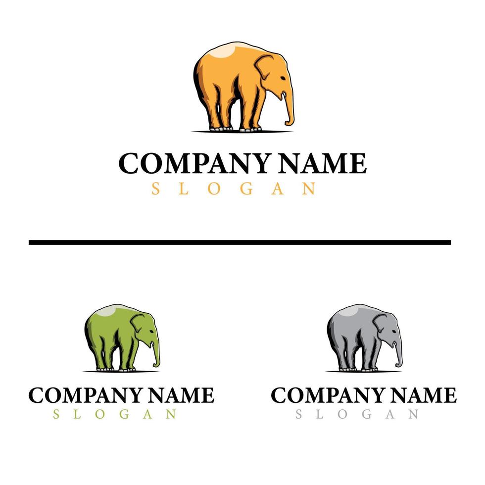 sterk olifant bedrijf logo, olifant mascotte logo sjabloon met drie kleuren variatie vector