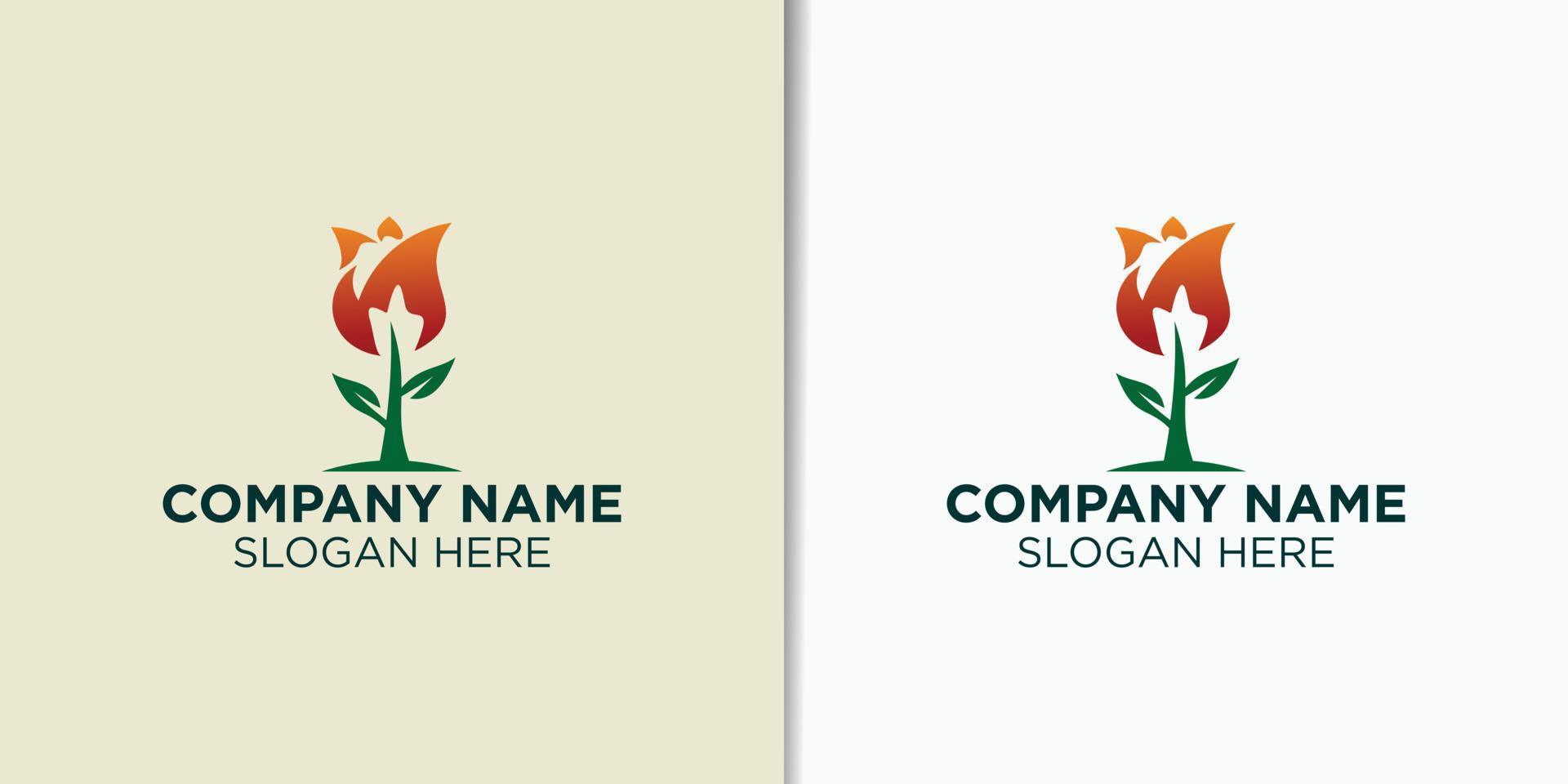 brand en bloem logo ontwerp vector, natuur logo ontwerp concept vector