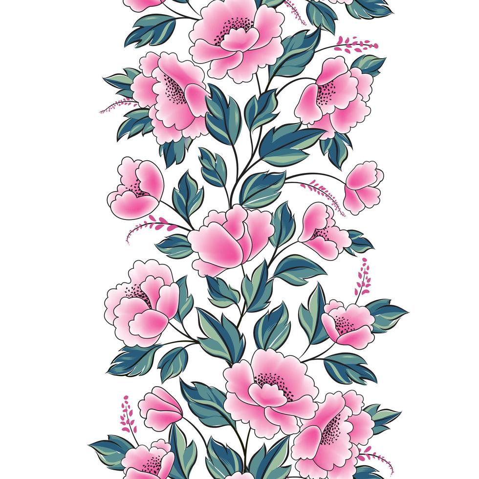 florale achtergrond. bloem roos boeket naadloze decoratieve garland grens. bloeien lente bloemen wenskaart frame ontwerp vector