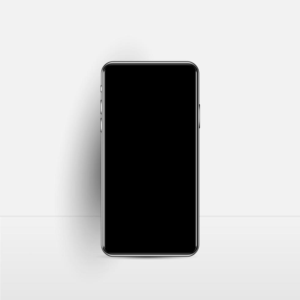 zwart realistisch smartphone Aan een licht achtergrond met een schaduw. cel telefoon indeling. vector