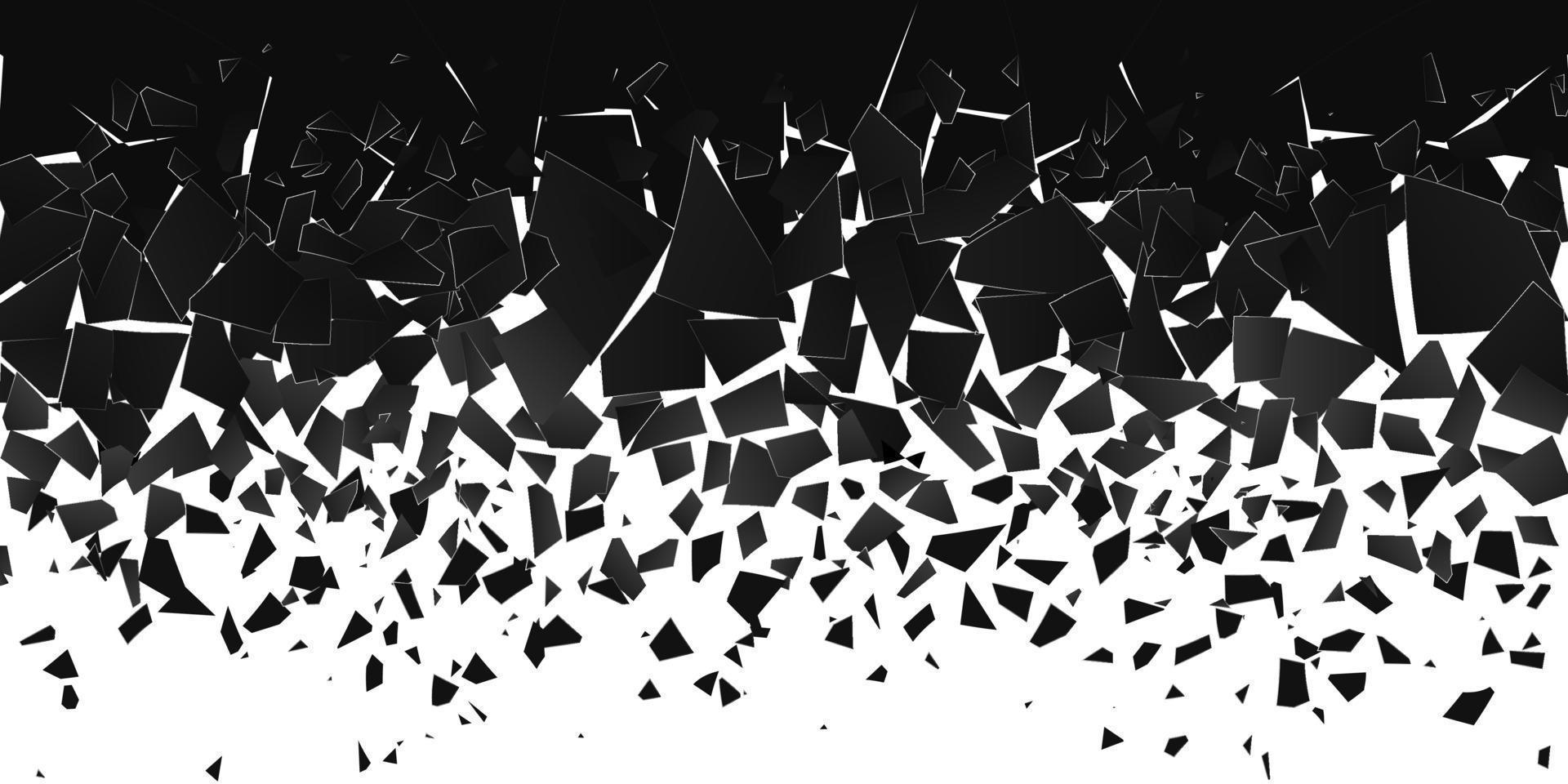 abstract wolk van stukken en fragmenten na explosie. breken en verwoesting effect. sloop oppervlak. vector illustratie