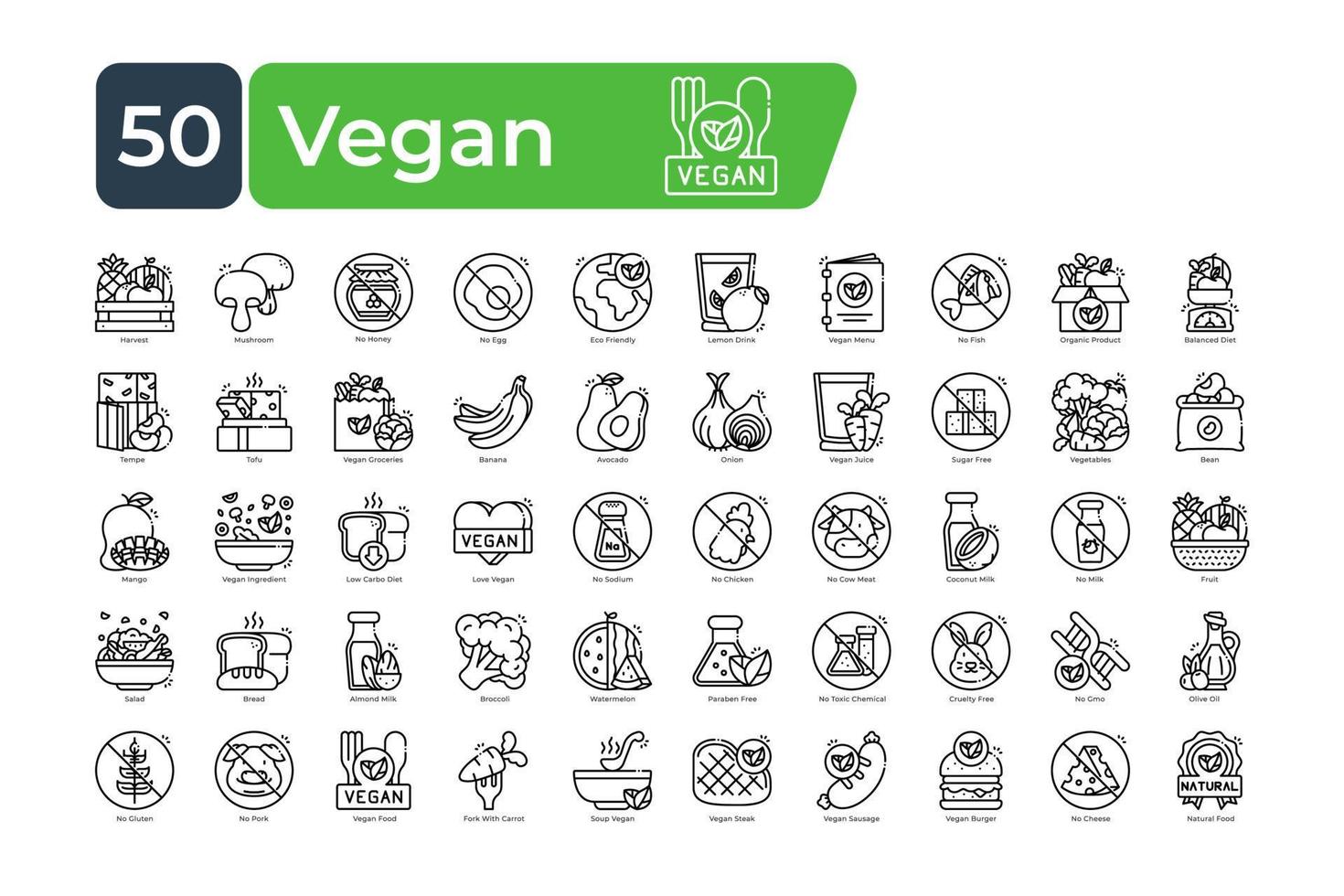 veganistisch pictogrammen pak. dun lijn pictogrammen set. schoon en gemakkelijk vector pictogrammen