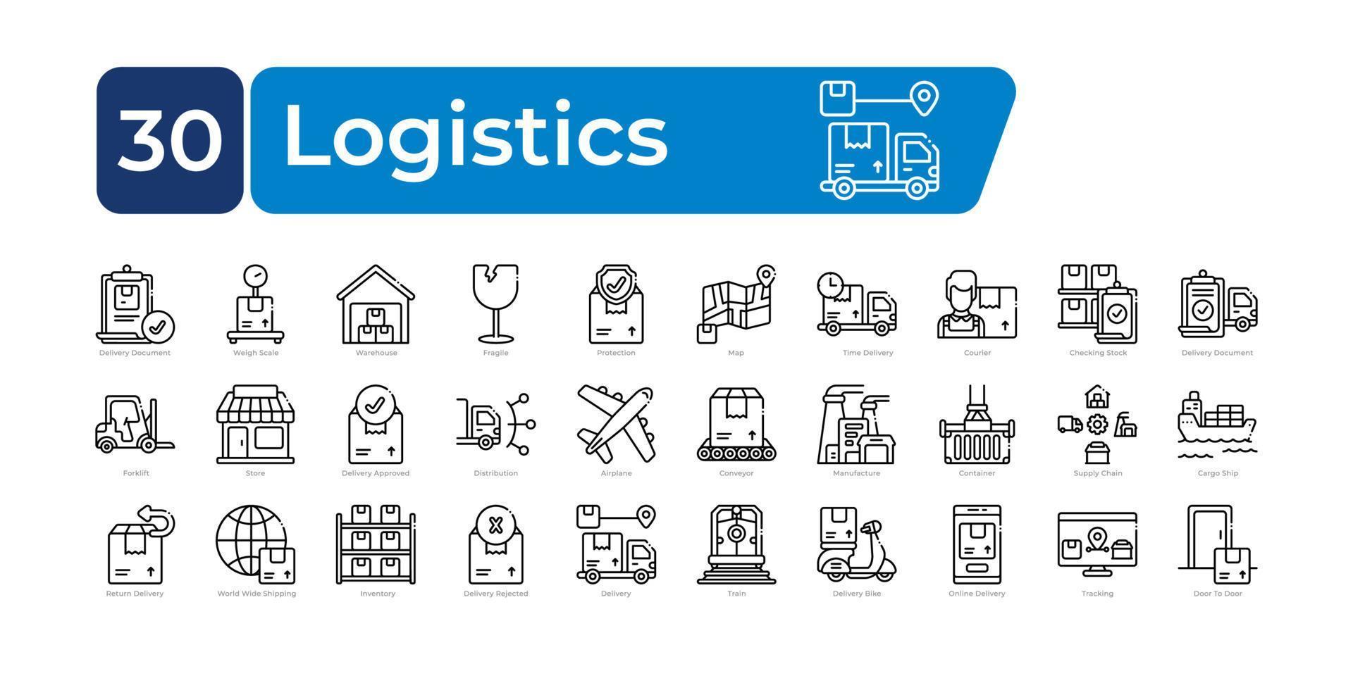 logistiek pictogrammen pak. dun lijn pictogrammen set. schoon en gemakkelijk vector pictogrammen