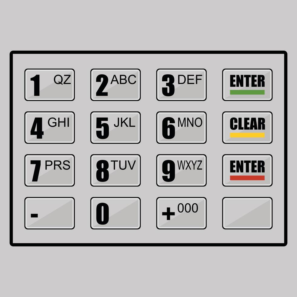 vector beeld van toetsenbord voor Geldautomaat machine