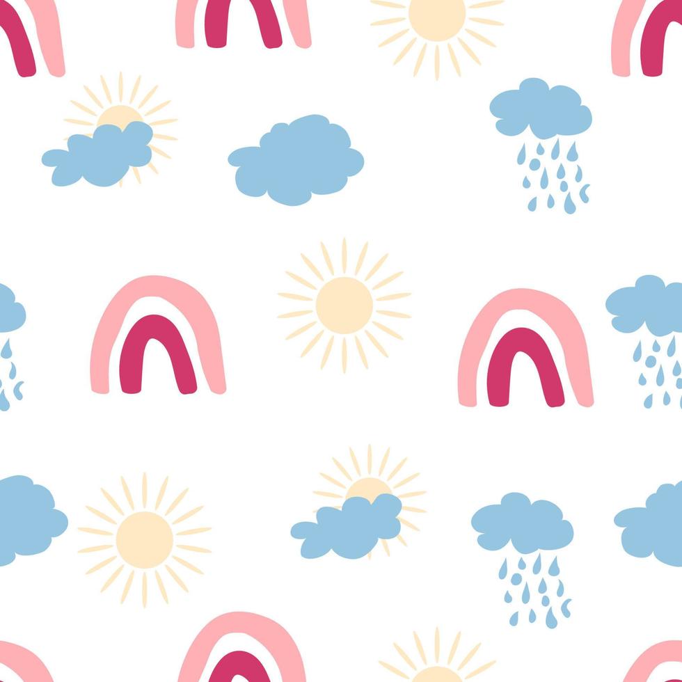 regenboog naadloos patroon in pastel kleuren. Scandinavisch baby hand- getrokken illustratie perfect voor textiel vector